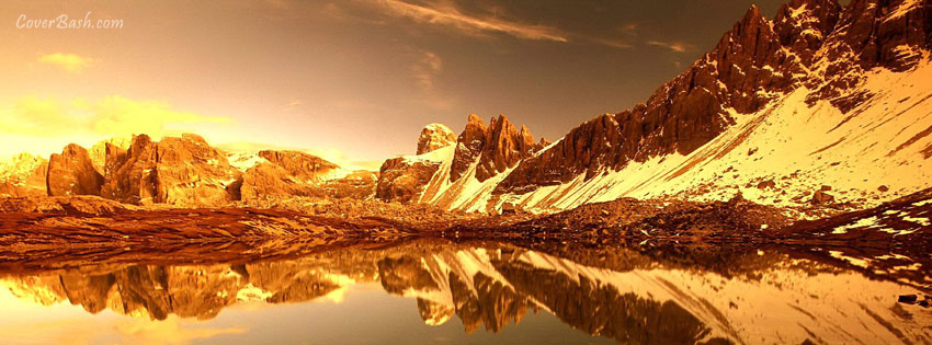 golden evening by mountain side facebook cover