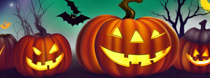 halloween pumpkins and bats facebook cover
