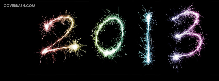 new year 2013 in colored firework facebook cover