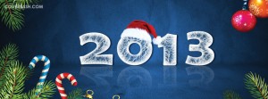 new year 2013 in santa’s hat facebook cover